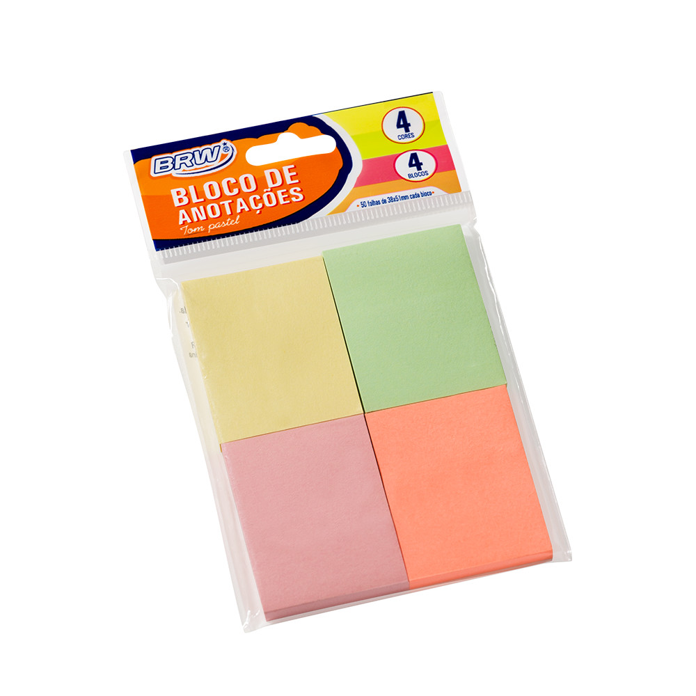 Bloco Post It Smart Notes X Mm Brw Colorido Pastel Folhas Blocos Ba Lemart