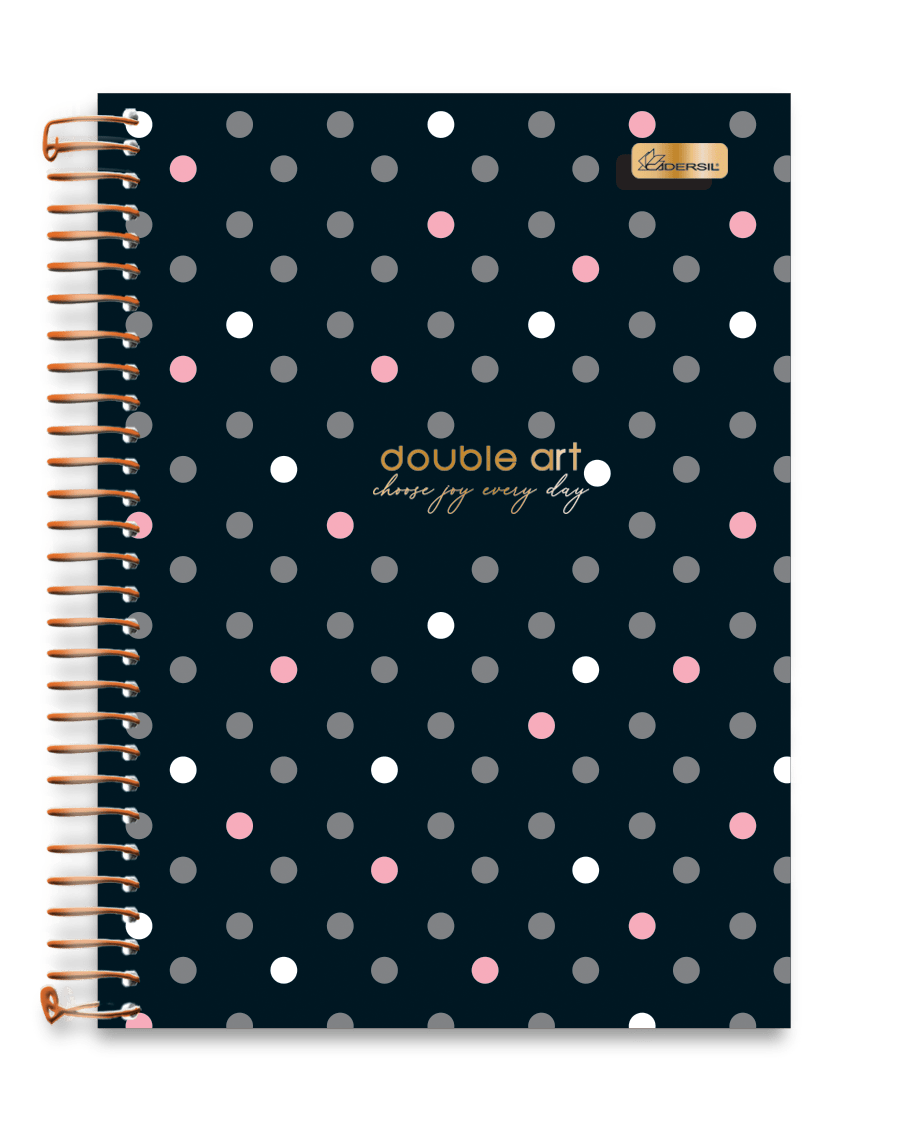 Caderno Colegial matéria Double Art Cadersil folhas Espiral Capa Dura Lemart Papelaria