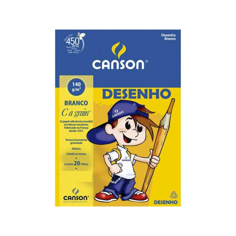 Bloco De Papel Técnico Para Desenho A4 Canson 140gm2 Com 20 Folhas Branco Creme • Lemart 1263