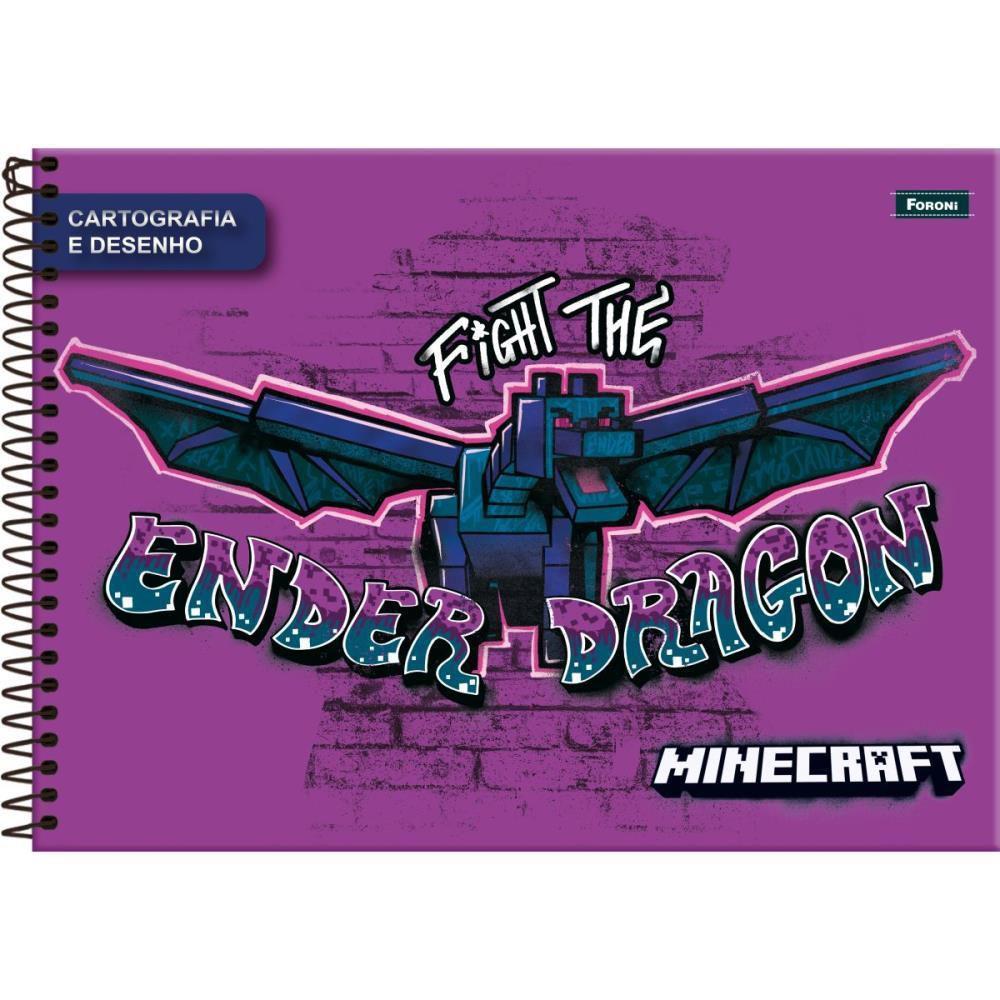 Kit 2 Cadernos Espiral Minecraft + Caderno Desenho Minecraft