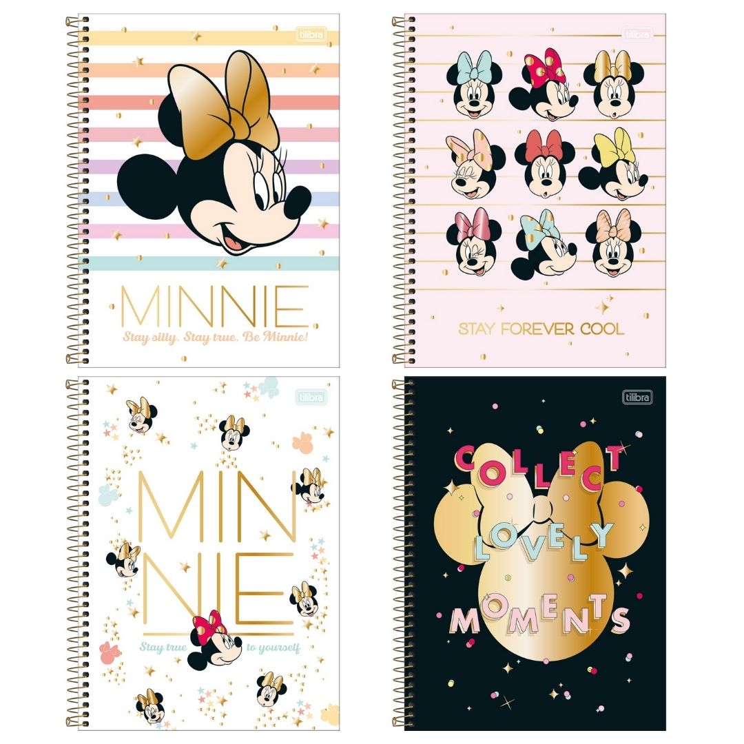 Caderno 10 Matérias Minnie Mouse 160 Folhas Universitário Espiral Capa Dura Tilibra Coleção 6174