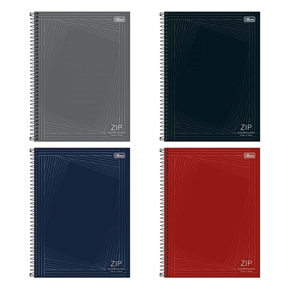 Caderno Quadriculado Zip 96 Folhas 7x7mm Universitário Capa Dura Espiral Tilibra • Lemart 2176