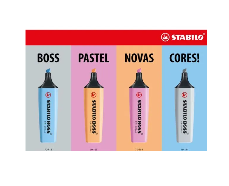 Marca Texto Stabilo Boss 1 Unidade Cores Pastel Fuchsia Cinza